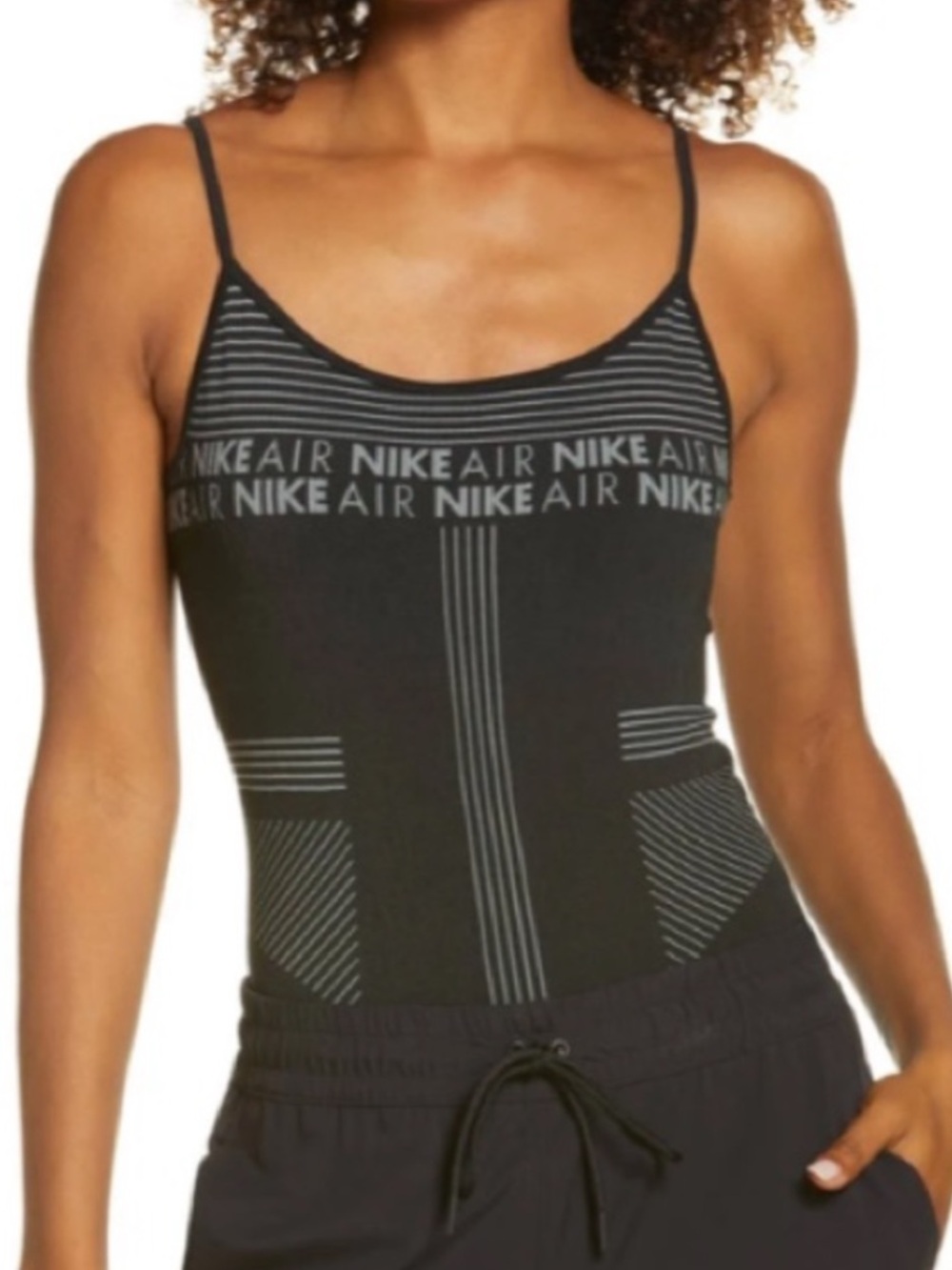 Nike Black Strappy Seamless Bodysuit with Subtle Gray Accents